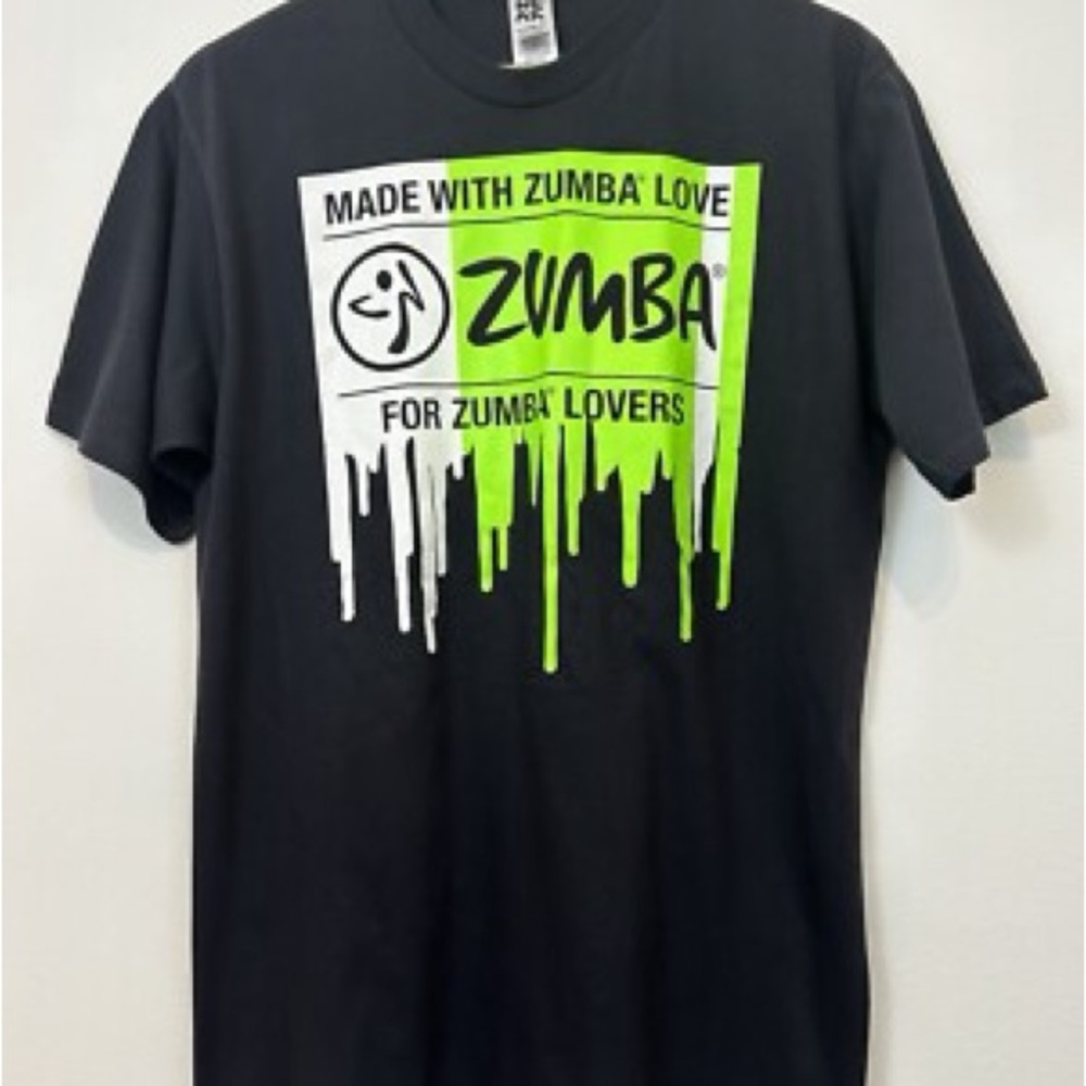 New Zumba Black T-Shirt with Green Graphic One Size